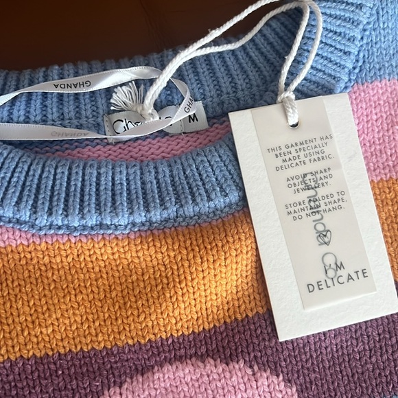 GHANDA JESSIE MULTI COLOR STRIPED CROPPED KNIT SWEATER NWT - Picture 7 of 14